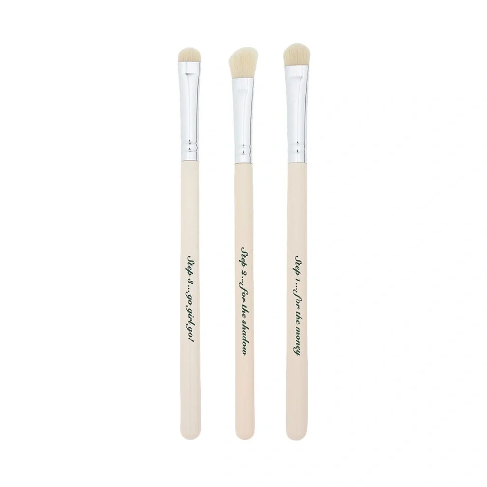 THE VINTAGE COSMETIC CO. 3 Pcs Cream Makeup Brush Set Eyeshadow Brushes